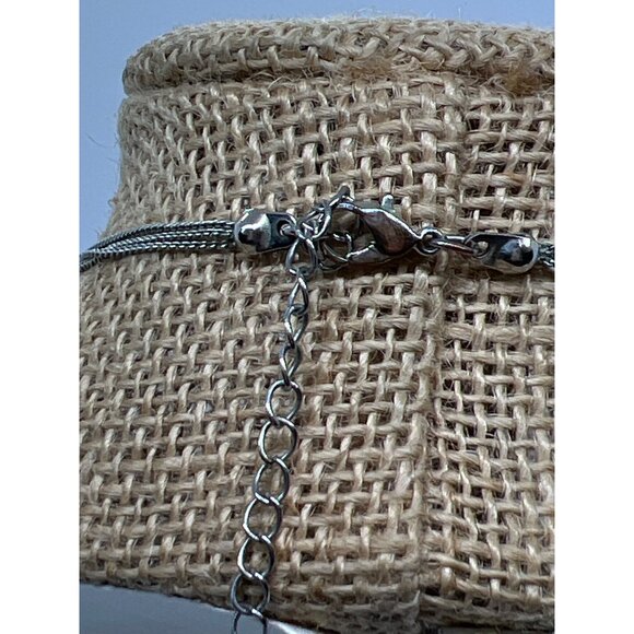 Multi-Layered White & Silver Bead Necklace With Lobster Clasp Multi Strand - Picture 3 of 4